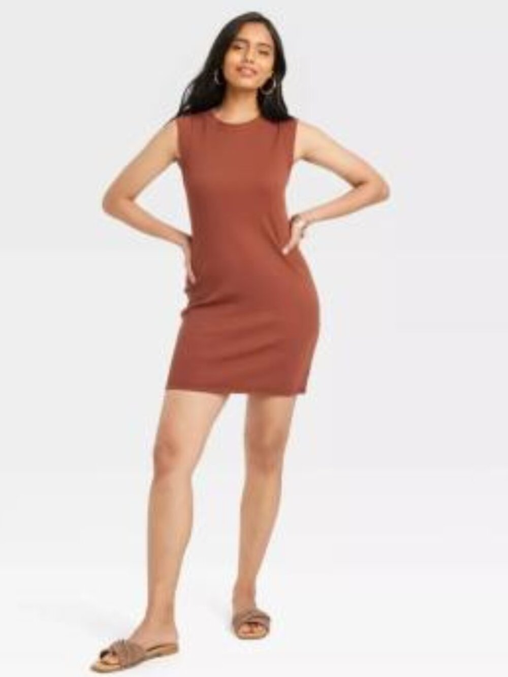 NWT A New Day Muscle Tank Dress, brown, small